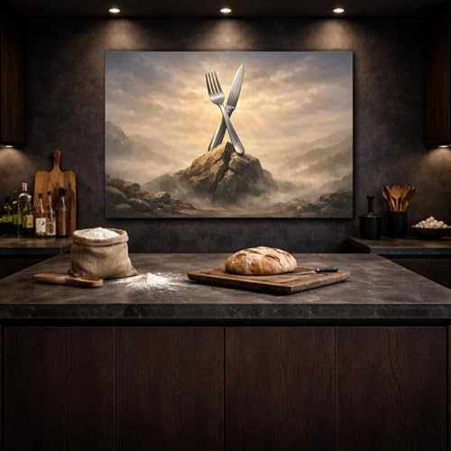 Toile nature cutlery dramatic grand format 90x60cm pour décoration murale
