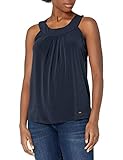 ELLEN TRACY Women's Sleeveless Pleat Front Halter Top, Ink, S