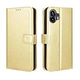  Étuis en cuir tendance compatible avec Nothing Phone2, coque de protection intégrale pratique, support de téléphone avec fente pour cartes, joli boîtier anti-chute (rien de téléphone 2, doré)