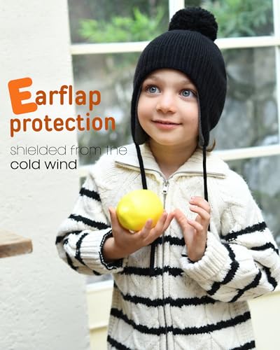 Toddler Winter Hat Baby Beanie with Earflap Fleece Lined Warm Soft Winter Hats for Girls Boys4