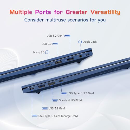 NIMO 17.3" IPS FHD-Laptop, Intel 6 Cores i3-1215U 16GB RAM 512GB SSD (Beat Ryzen 5 7520U, Up to 4.4GHz) Computer with 65W GaN Type C Fingerprint Backlit Keyboard, for Home Student and Business Blue