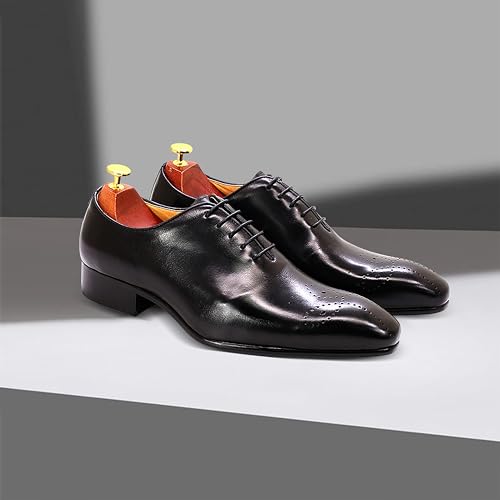 Image of Santimon Mens Oxfords Formal Dress Genuine Leather Handmade Derby Casual Brogues Oxfords Tuxedo Fashion Walking Shoes for Men