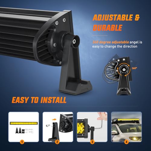 Image of Nilight 42 Inch LED Light Bar 320 LED Chips Yellow Beam Curved Triple Row Fog Light Spot Flood Combo High Power LED Driving Lights Off Road Lights for Trucks SUV UTV ATV Truck Van 4x4 Boat