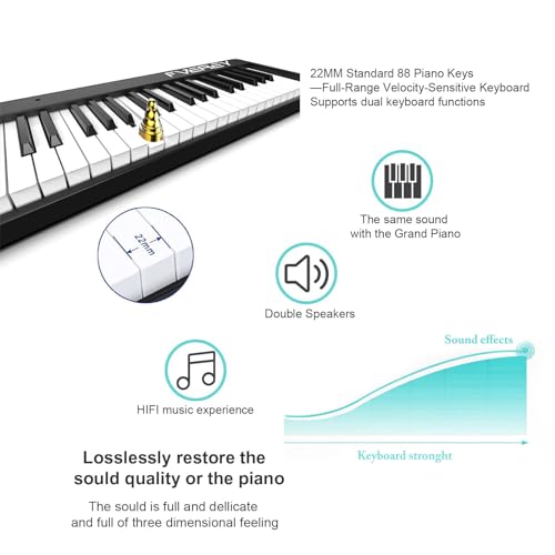 image for FVEREY Folding Piano Keyboard, 88 Key Semi Weighted Keyboards Electric