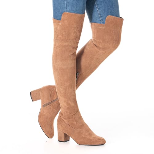 N.N.G Women Over the Knee Boots Thigh High Suede Black Block Low 2 Inch Heel Chunky Above Knee Winter Pointed toe2