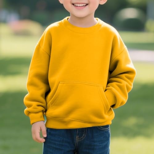 DDAPJ pyju Girls Long Sleeve Sweatshirts with Pocket Kids Casual Crewneck Pullover Loose Fit Workout Basic Tops 2-12 Years4