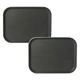 CURTA 2-Pack Restaurant Grade Non-Slip Trays, NSF, 16 Inch x 12 Inch, Plastic Rubber Lined Anti-Skid