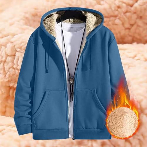 Men's Sherpa-Lined Hooded Jacket Thick Fleece Warm Winter Coat Zip Up Sweatshirt with Pockets2