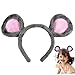 Cunlvyyds Mouse Ears Headband 11x8 Inch Fabric Mouse Headband Cute & Adorable Ears Decorative Grey Color Rat for Cosplay, Theme Park, Gifts for Boys & Girls