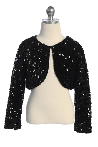 iGirlDress Girls Sequin Velvet Flower Girl Bolero Jacket Shrug Coat3