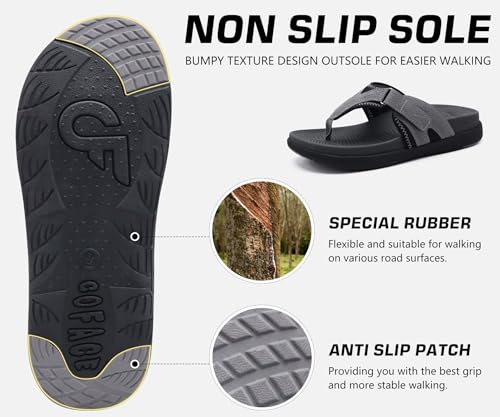 Image of COFACE Flip Flops for Men with Arch Support Comfortable Man Thong Sandals Adjustable Beach Flip-flop Outdoor
