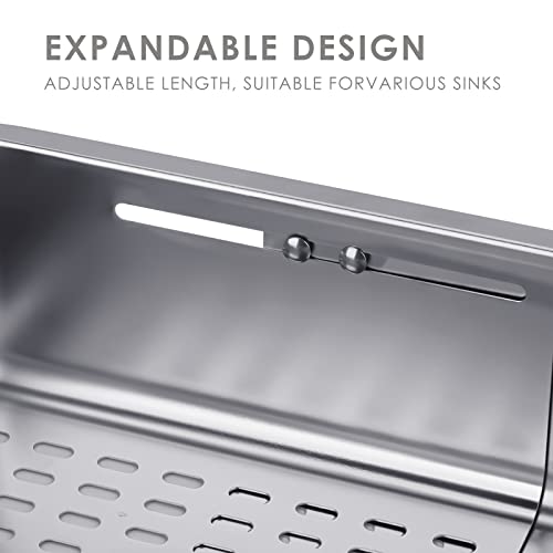 Linkidea Extendable Colander, Over the Sink 304 Stainless Steel Strainer Basket, Wash Vegetables and Fruits - Image 2