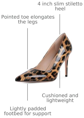 Image of Women's Stiletto High Heels Pumps for Women-4IN Pointed Toe Classic Pumps for Dress Party Wedding Evening Date Night Sexy Slip-On Shoes