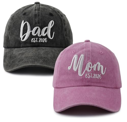 Mom and Dad Est 2026 Hats Mom Dad Gifts for New Parents Matching First Time Parent Baseball Cap Fathers Mothers Birthday Gifts for Papa Mama Couple