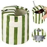 Novelty Ceramic Coffee Mug Designed to Look Like a Gift Box, 10oz Retro Hand-Painted Ceramic Travel Mug, Green & White Striped Design, Microwave & Dishwasher Safe, Perfect Present for Coffee Lovers