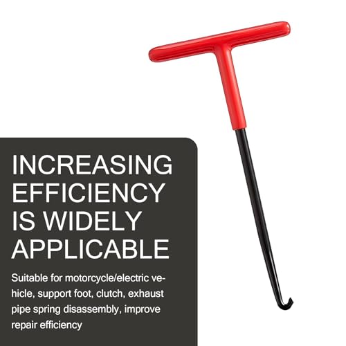 Image of 2 PCS Motorcycle Exhaust Pipe Spring Disassembly Tool, 6.30In x 3.15In T-shape Vehicle Puller Installer Tool, Universal Durable Automotive Spring Hook Accessories (Red & Black)