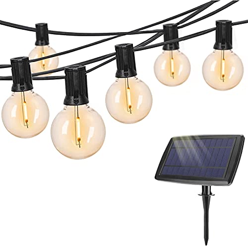 Solar String Lights Outdoor LED 48FT Patio Lights Solar Powered Waterproof G40 Globe String Lights with 20 Shatterproof Bulbs(2 Extra) for Indoor Outdoor Party Pergola Gazebo Balcony Decor