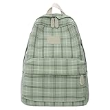 TYHOTULY Light Academia Aesthetic Backpack Plaid Preppy Backpack Teen Girls Back to School Supplies Checkered Bookbags (Sage Green)