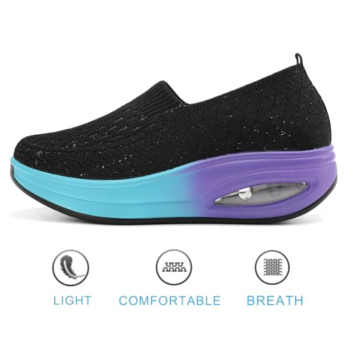 Image of RUIDENG Loafers for Women Comfortable | Women's Walking Shoes Everyday Working | 2 Inch Rocker Bottom