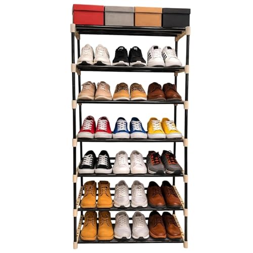 Black Metal Shoe Rack for Home – Adjustable & Stackable Metal Pip...