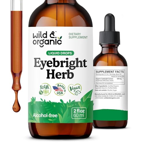 Wild & Organic Eyebright Herb Tincture - Eye Support with Eyebright Supplement - Dietary Euphrasia...