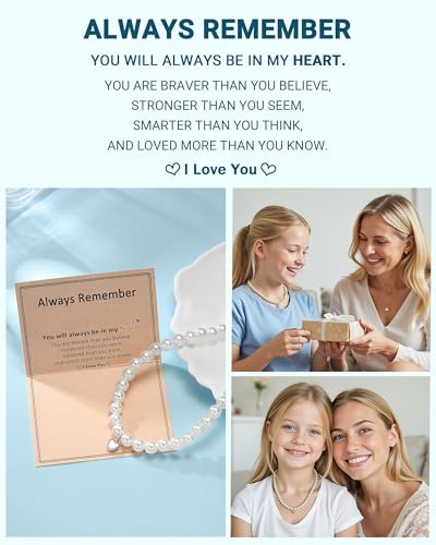 Image of Heart Pearl Necklace for Girls, Birthday Graduation Christmas First Communion Comfirmation Easter Gifts