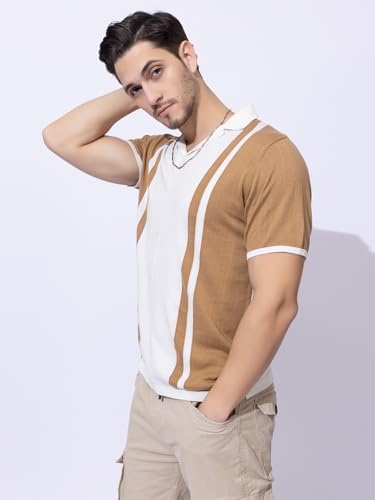 Image of Armisto Men's 100% Cotton Fancy Party Polo T-Shirt /Neutral Colour