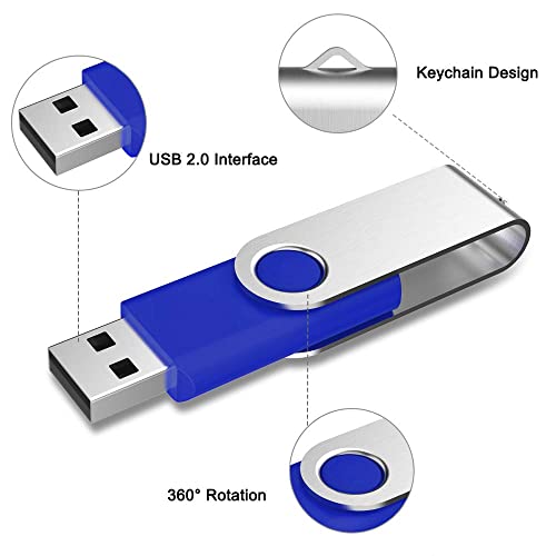 Image of Aiibe 10 Pack 64GB USB Flash Drive 64 GB Flash Drive 64G USB 2.0 Memory Stick Thumb Drive Data Storage Jump Drives 64GB Zip Drives Wholesale /Lot /Bulk (Blue)