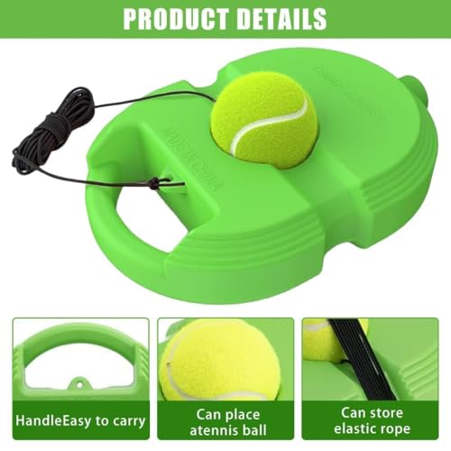 Image of Tennis Trainer Rebound Ball Set | Solo Tennis Practice Trainer with Elastic Rebound String & Heavy Stable Base | Self Training Equipment for Kids & Adults (Round)