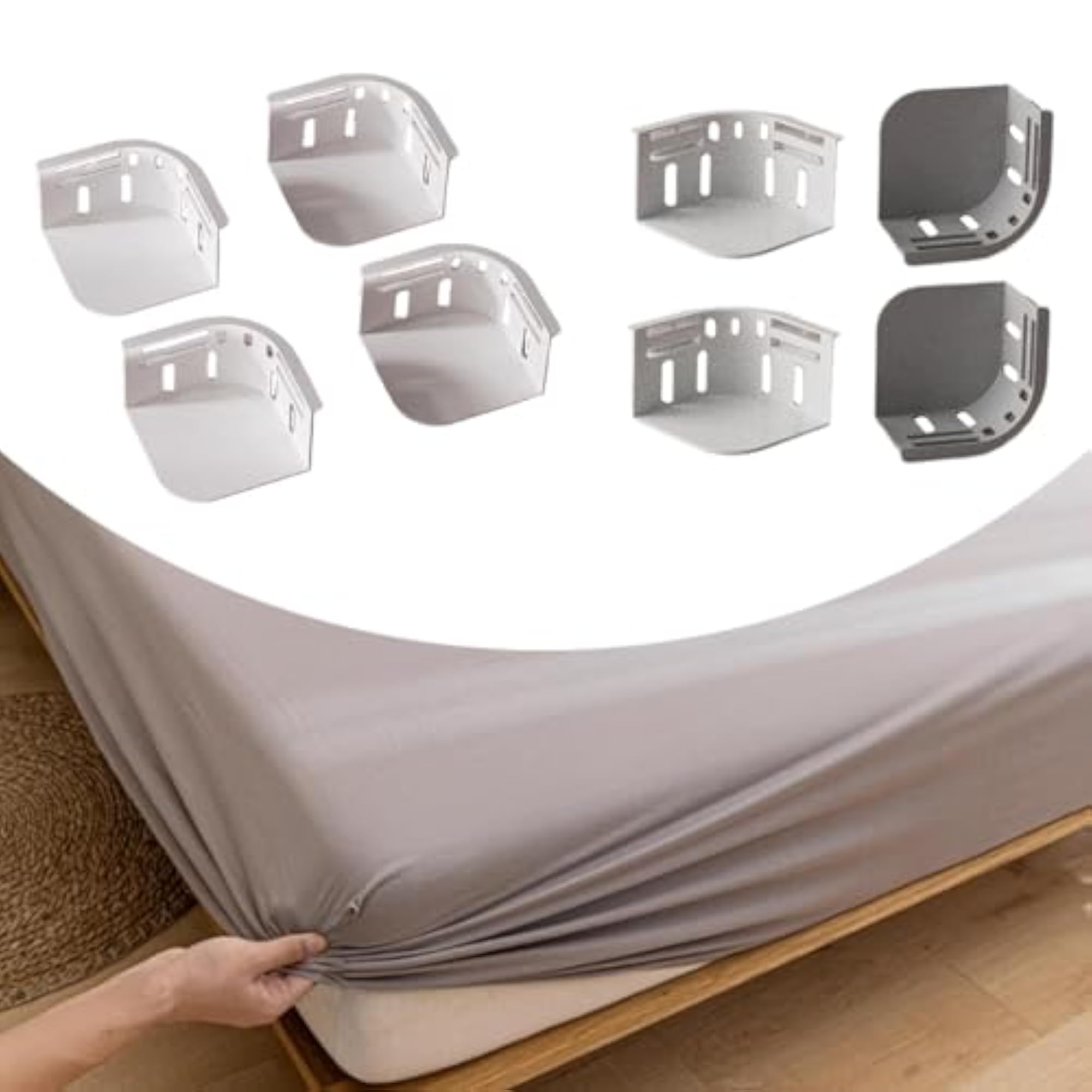 4x Bed Sheet Holder Clips, Easy Installation, White