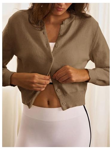 Image of SOLY HUX Women's Button Down Cropped Lightweight Cardigan Sweater Cute Fall Fashion 2026