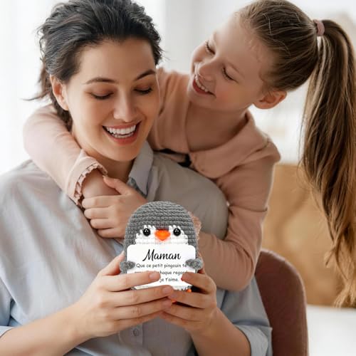 VerLuky Cadeau Maman, Pingouin en Crochet Main, Crochet Maman Cadeau, Pingouin Crocheté à la Main, Cadeaux Émouvant pour Anniversaire Fête des Mères Noël – vue 6
