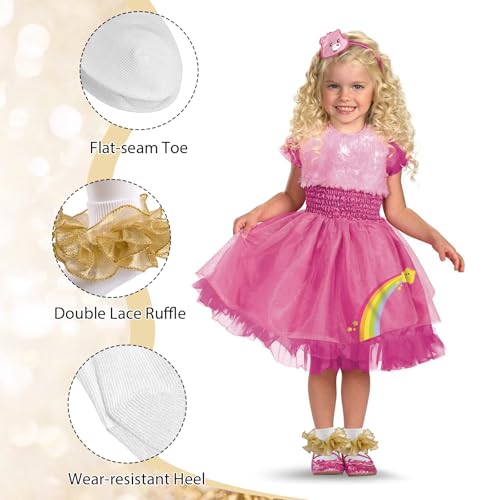 Girls Ruffle Socks Toddler Girl Gold Silver Glitter Double Lace Frilly Dress Socks Turn Cuff Sparking Pageant Sock2