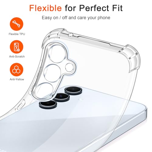Image of Lustree Back Cover Transparent Case Compatible with Samsung Galaxy A55 | Clear + TPU Case with 4 Corner Air Cushion Protection & Camera Protection | Slim& Stylus Cover