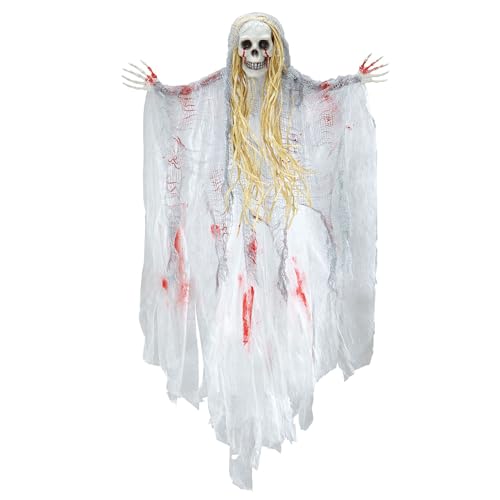 W WIDMANN MILANO Party Fashion - 7791Y - Décoration de fête fantôme saignant, 90cm, déco, accessoires, effrayant, faux sang, squelette, ghost, halloween, carnaval