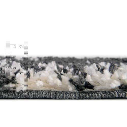Tapete Redondo 7 Ft Negro y Blanco Ultra Suave miniatura 7