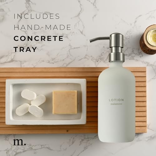 Image of MaisoNovo Soap and Lotion Dispenser Set | White Soap Dispenser Silver Pumps
