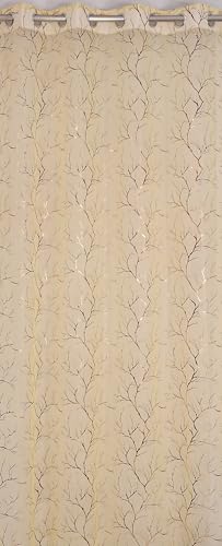 Image of Homefab India Multi Foil Transparent Sheer Curtain - 7 X 4 Feet, Door Curtains, Beige, Pack of 1 Piece