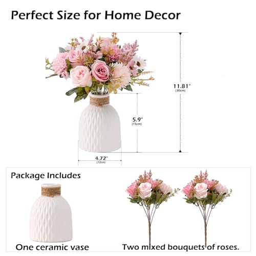 Epicpetal DAISY-PINK01 Fake Flowers In Vase, Artificial Pink Flowers In Vase thumb #3