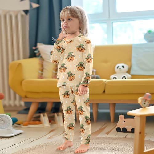 Pajama Sets Long Sleeve Halloween Pumpkin Witch Hat Soft Comfy Sleepwear 2 Piece PJS 3-8T 5