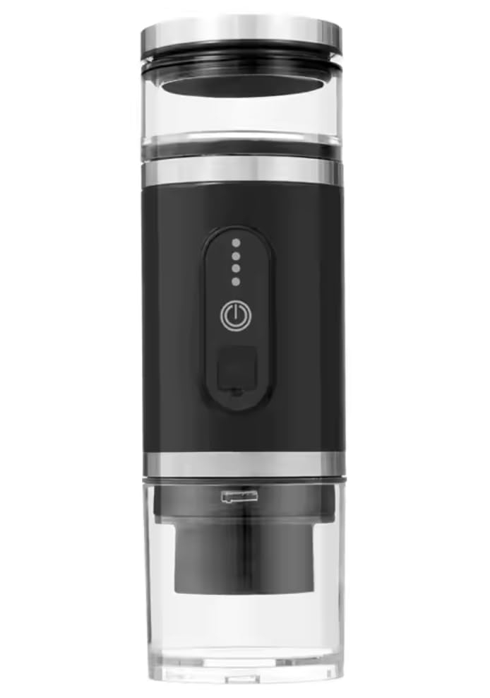 Sausi Brand Cafetera Portátil Cápsulas para Viajes – Cafetera Espresso Eléctrica para Camping y Camión, con Batería Recargable – Mini Máquina de Café Portátil para Amantes del Café (Negro)