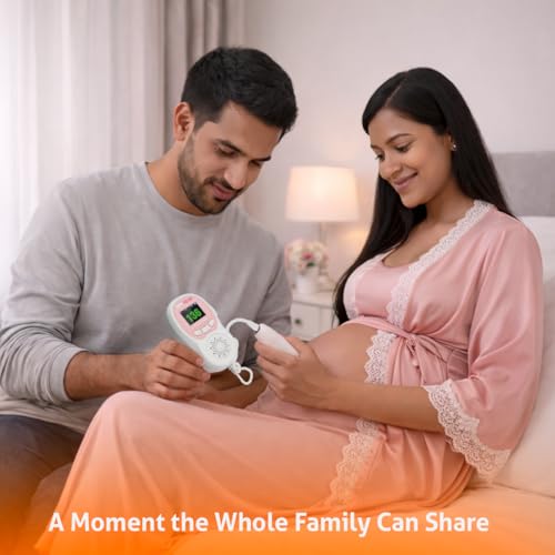 Image of BPL Medical Technologies FD-03 Fetal Doppler Smart Noise Reduction & Heartbeat Detection Machine with in-Built Speaker for Home and Clinic Use - Pink & White