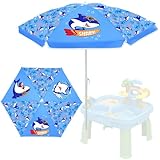 Sweetude Water Table Umbrella (Table Not Included), Kids Seaside Beach Umbrella Picnic Canopy for Summer Toddlers Sand Beach Camping Garden Outdoor Pool Shade Party Supply(Shark Theme)