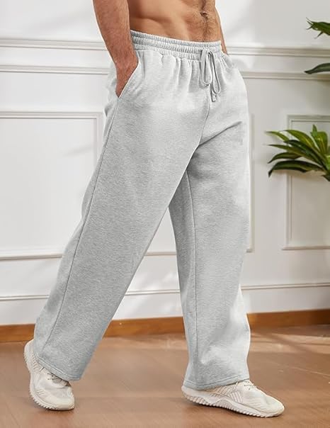 Image of Men's Fleece Sweatpants Lightweight Jogger Pants with Drawstring Waist, Relaxed Fit Lounge & Athletic Workout Pants,