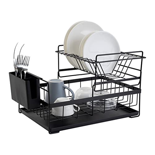 P9IDEDFH Escurridor de platos con escurridor de cocina ligero organizador de utensilios de cocina para el hogar (color: negro)