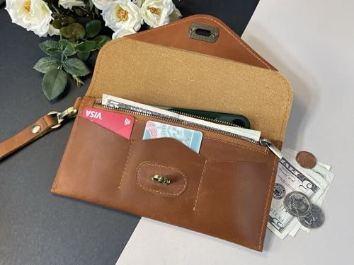 Monogram Leather Wallet,Custom Birthday Gifts For Women,Mom To Grandma Gifts,Brown Wallets For Women,Perfect Christmas Gift Idea4