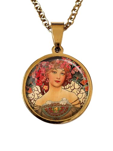Collier Daydream bijou cabochon Art nouveau Alphonse Mucha