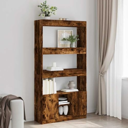 GCHDHAPB Estantería para el hogar, estanterías y estantes de pie, roble ahumado, 92 x 33 x 180 cm, madera de ingeniería