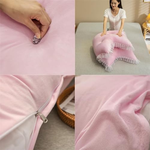 Image of Headboard Pillow PP Cotton Filler Large Bolster Pillows Backrest Support Sitting Up Reading Pillow in Bed Velvet Rest Upholstered Headboard Pads, (Pink, 47 inchx47 inch)