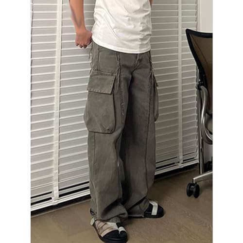 High Street Pants Men s and Women s Same Tassel Multi Pocket Jeans4